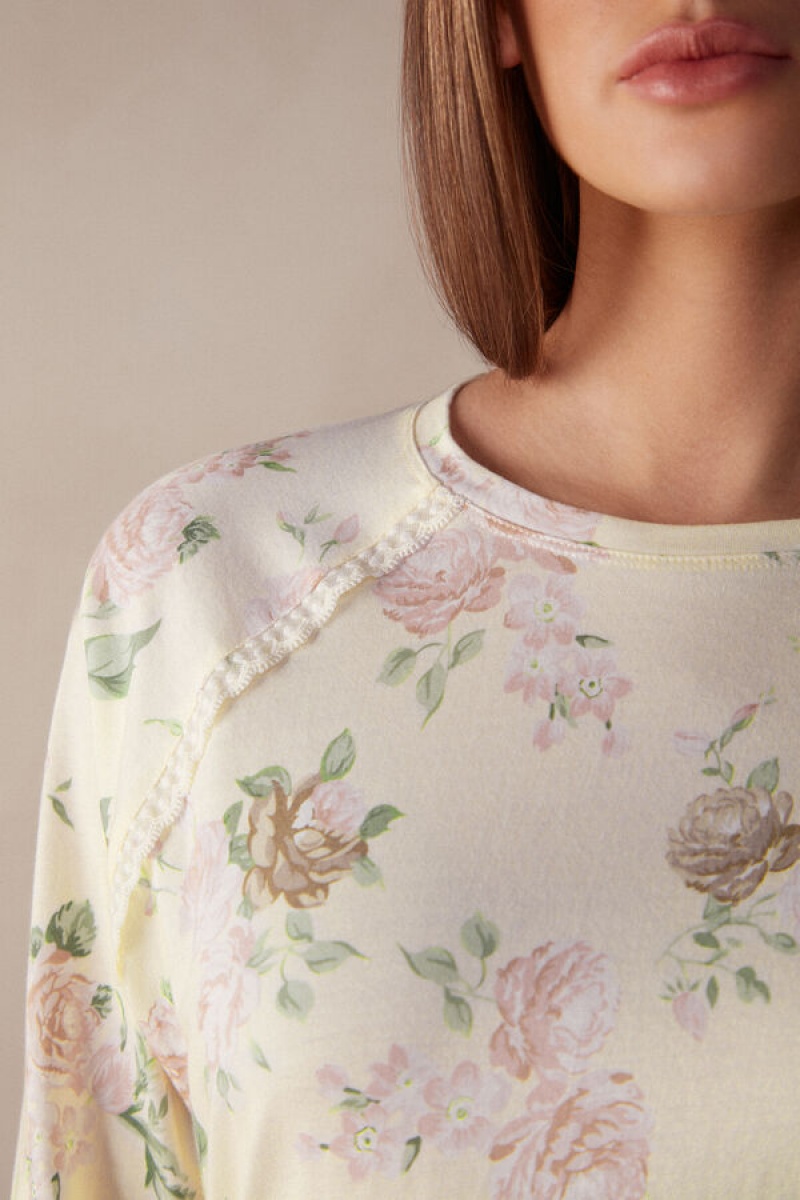 Intimissimi Scent Of Roses Long Sleeve Cotton T-shirt Visebojne | SN-ITMSM58251