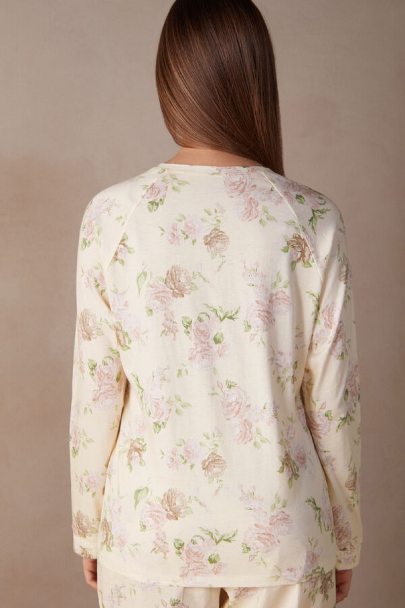 Intimissimi Scent Of Roses Long Sleeve Cotton T-shirt Visebojne | SN-ITMSM58251