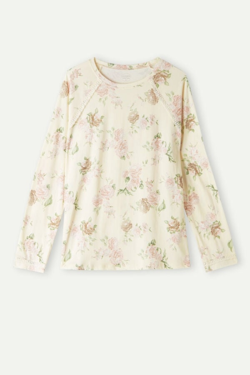 Intimissimi Scent Of Roses Long Sleeve Cotton T-shirt Visebojne | SN-ITMSM58251