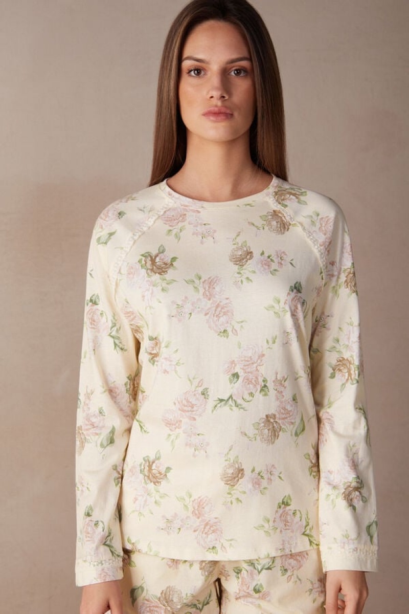 Intimissimi Scent Of Roses Long Sleeve Cotton T-shirt Visebojne | SN-ITMSM58251