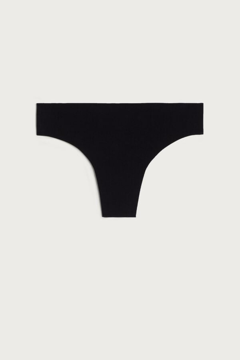 Intimissimi Seamless Supima® Cotton Brazilian Panties Crne | SN-ITMSM57406