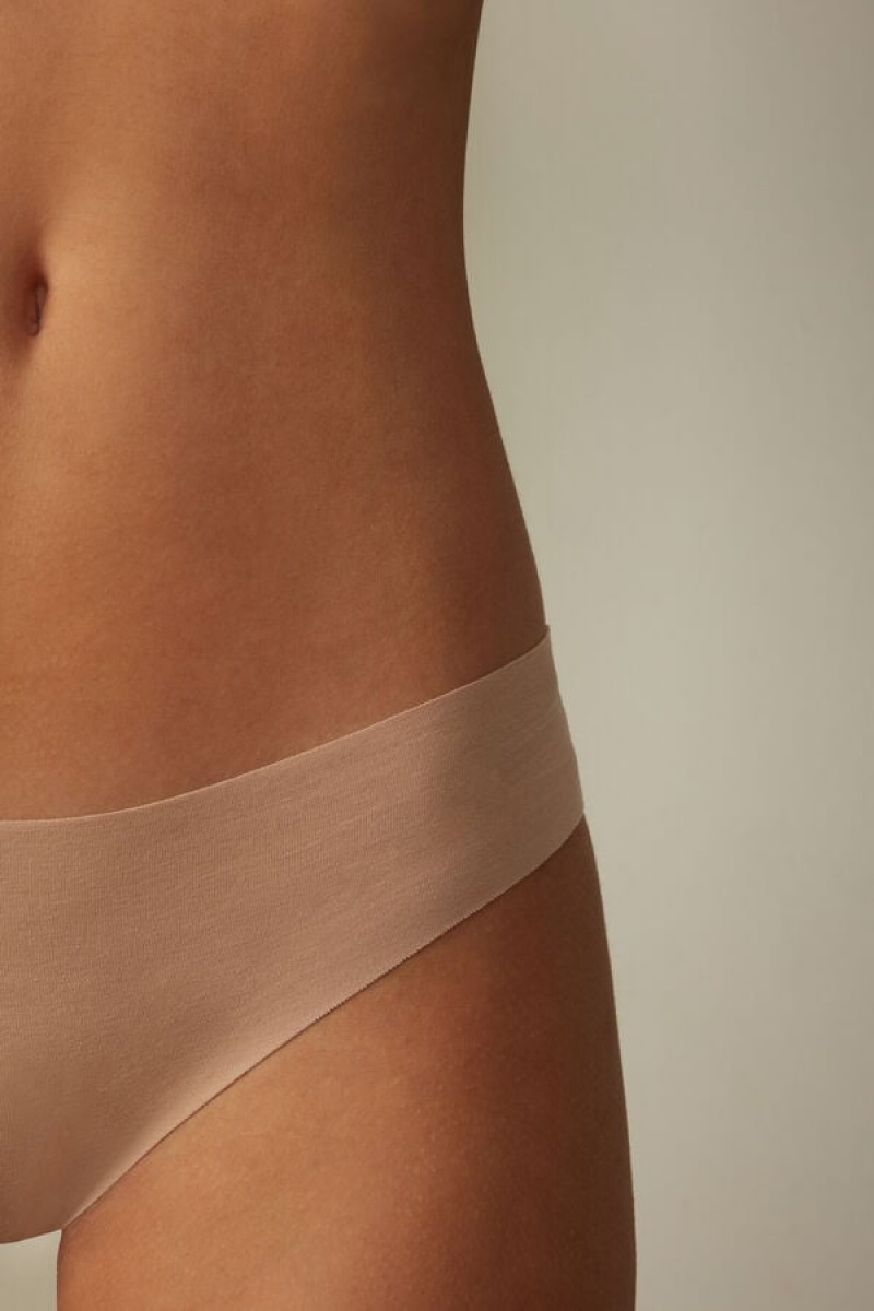 Intimissimi Seamless Supima® Cotton Brazilian Panties Bež | SN-ITMSM57408