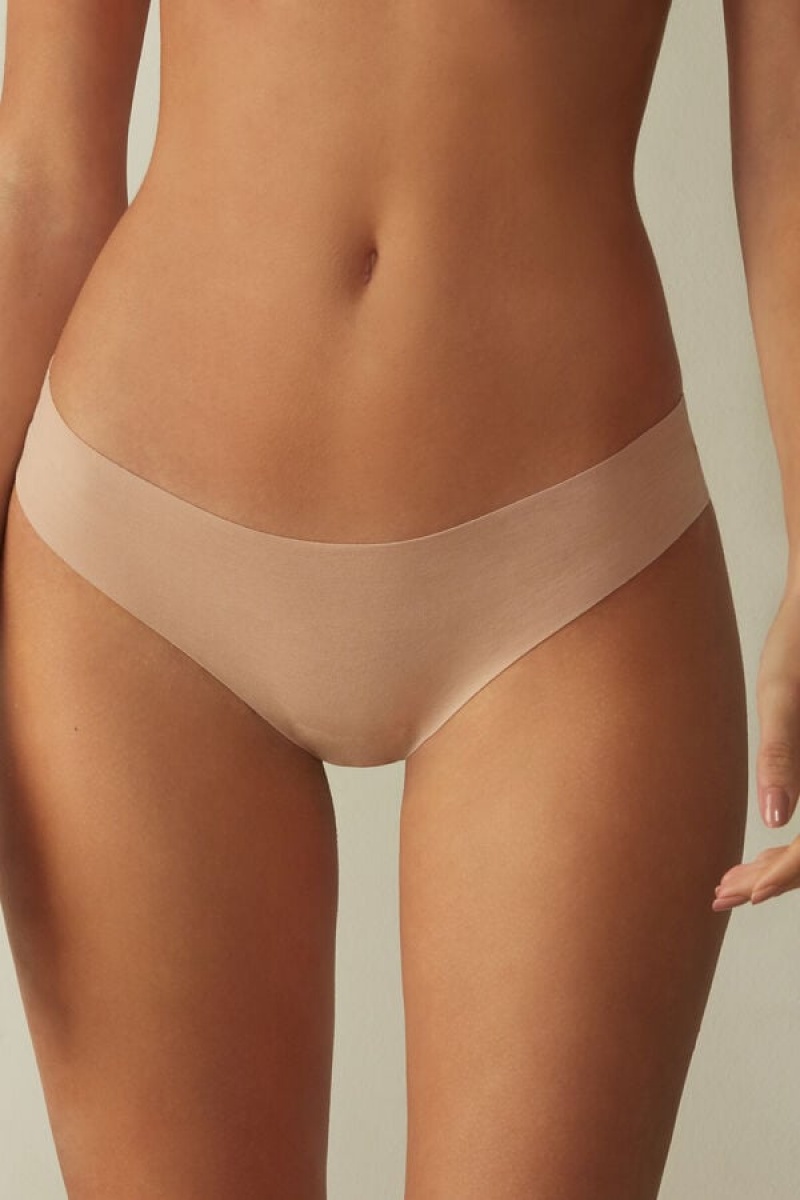 Intimissimi Seamless Supima® Cotton Brazilian Panties Bež | SN-ITMSM57408