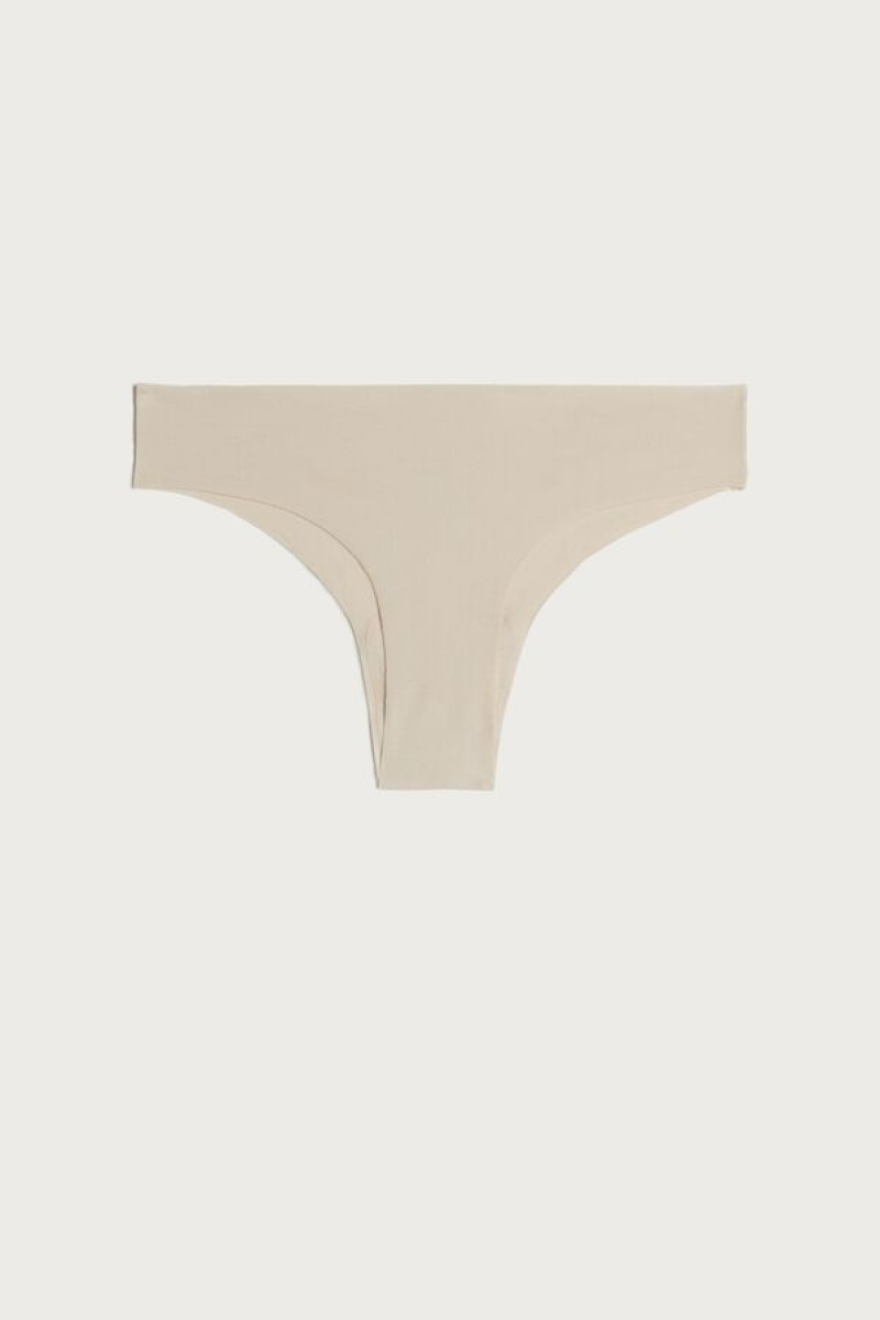 Intimissimi Seamless Supima® Cotton Brazilian Panties Bež | SN-ITMSM57409