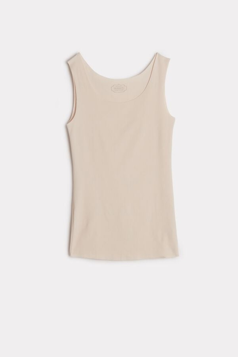 Intimissimi Seamless Supima® Cotton Tank Top Bež | SN-ITMSM57930