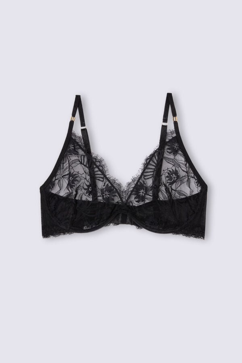 Intimissimi Sensual Flowers Balconette Bra Crne | SN-ITMSM56544