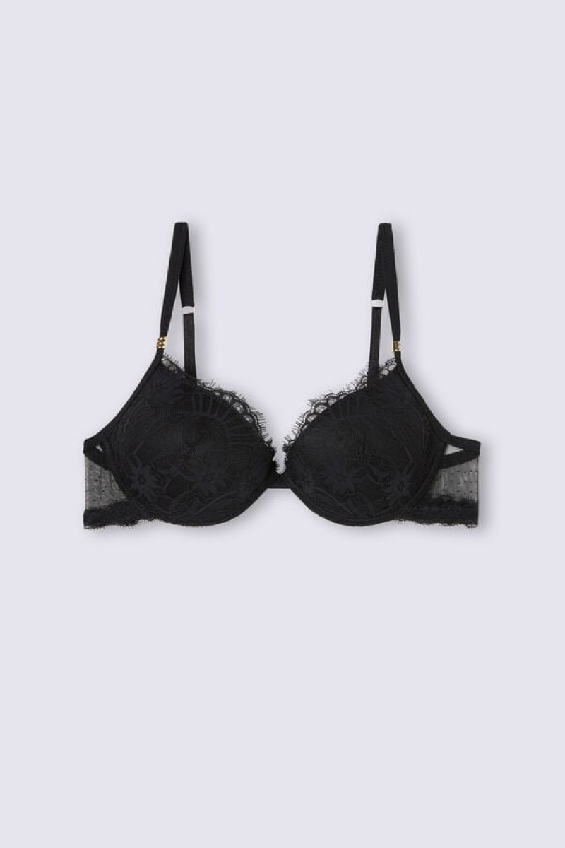 Intimissimi Sensual Flowers Bellissima Push-up Bra Crne | SN-ITMSM57321