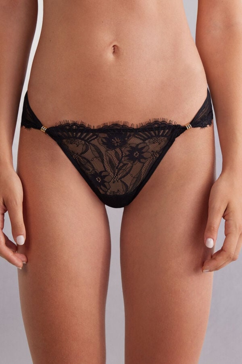 Intimissimi Sensual Flowers Brazilian Crne | SN-ITMSM57477