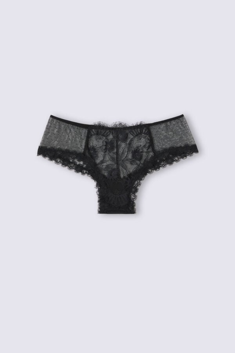 Intimissimi Sensual Flowers Hipster Brazilian Crne | SN-ITMSM57693