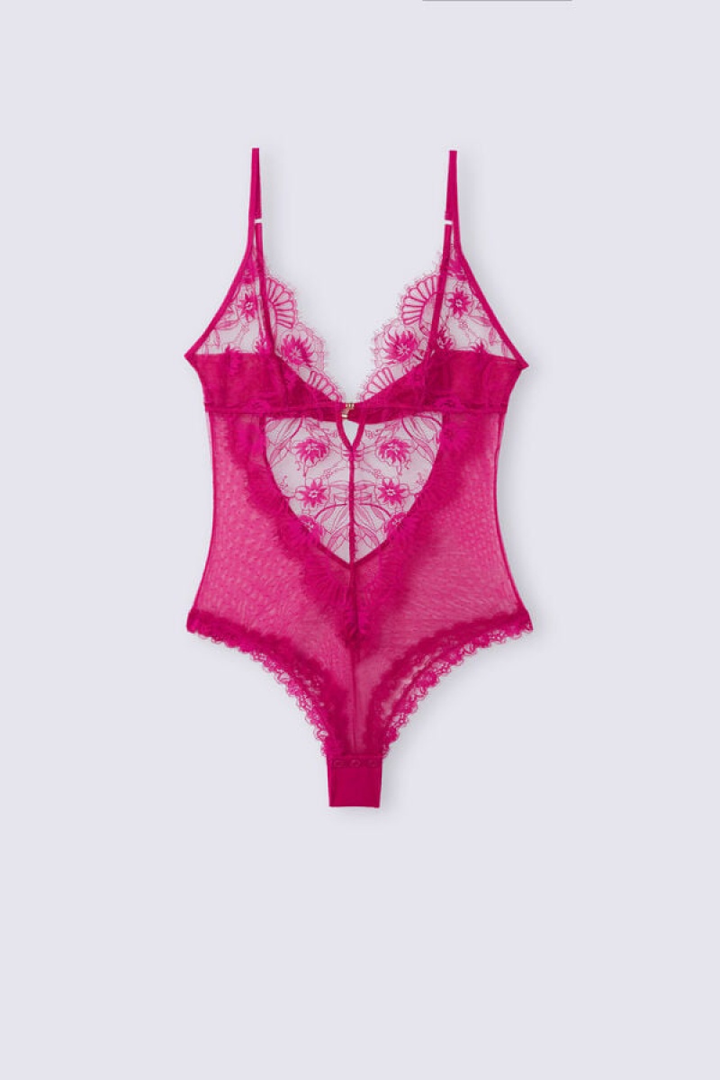 Intimissimi Sensual Flowers Tulle And Lace Bodysuit Roze | SN-ITMSM57885