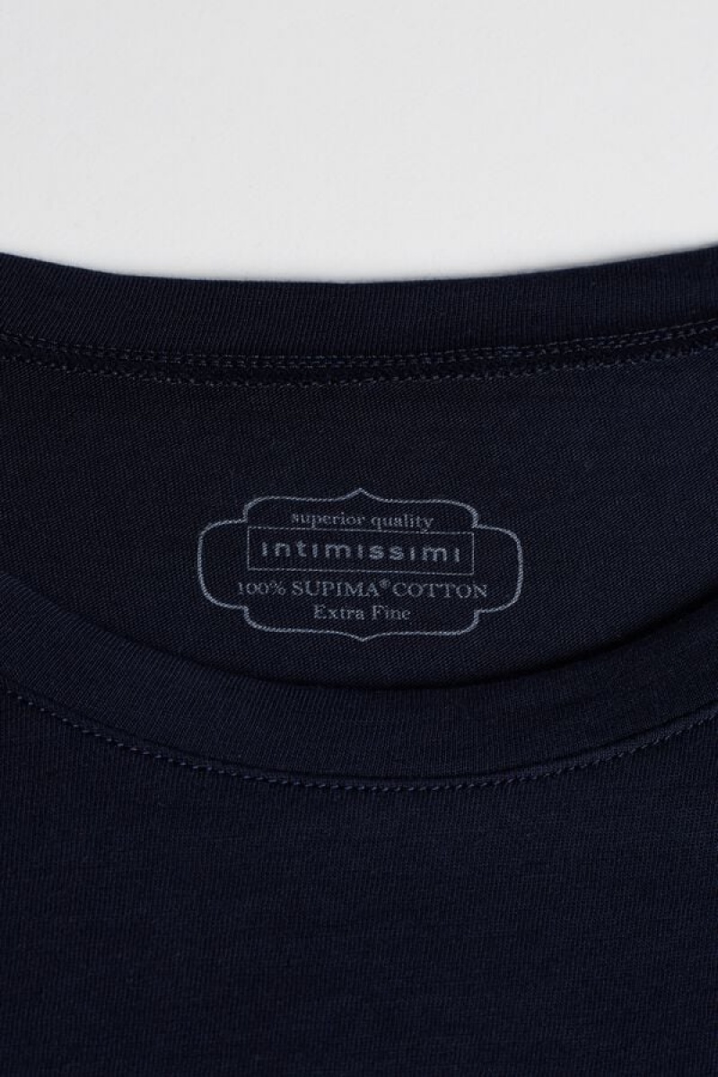 Intimissimi Short-sleeve T-shirt In Ultrafresh Supima® Cotton Plave | SN-ITMSM58038