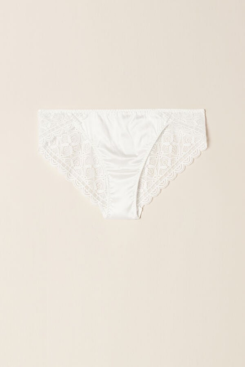 Intimissimi Silk And Lace Briefs Bijele | SN-ITMSM57544