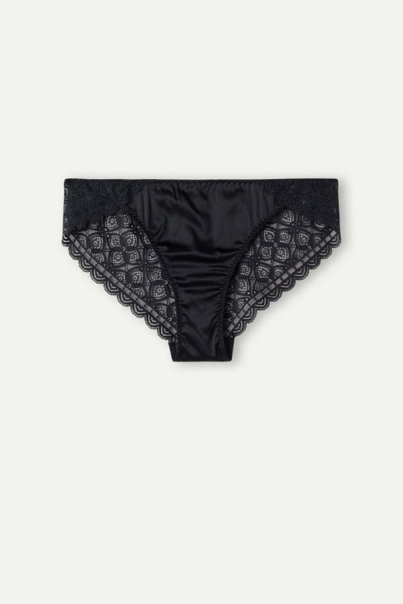 Intimissimi Silk And Lace Briefs Crne | SN-ITMSM57542