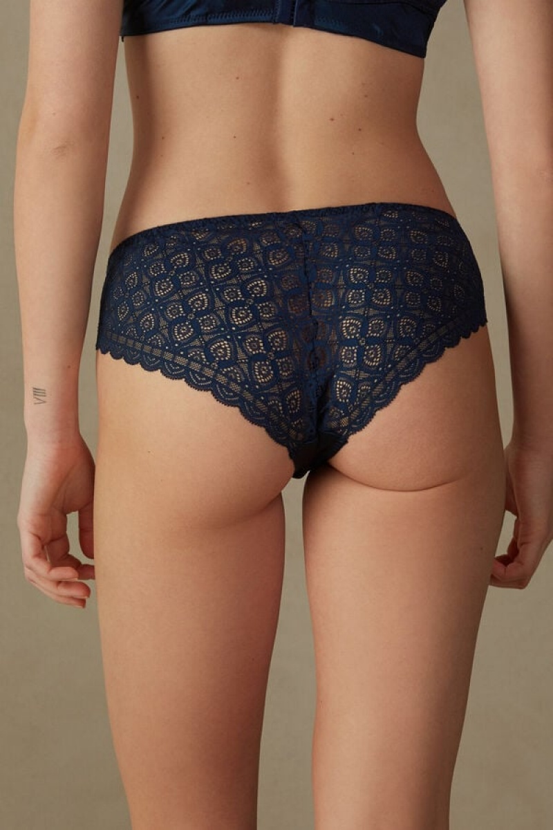 Intimissimi Silk And Lace Briefs Plave | SN-ITMSM57569