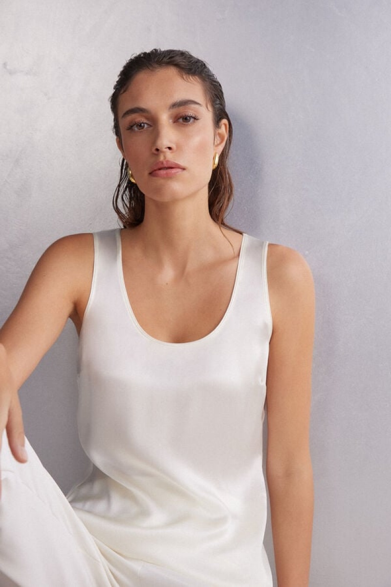 Intimissimi Silk And Modal Tank Top Bijele | SN-ITMSM57959