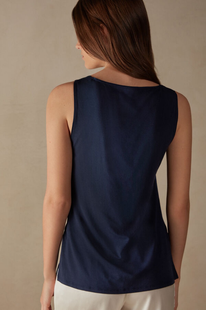 Intimissimi Silk And Modal Tank Top Plave | SN-ITMSM57961