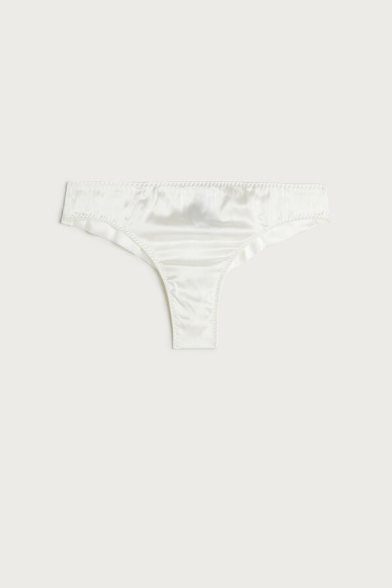 Intimissimi Silk Cheeky Briefs Bijele | SN-ITMSM57417