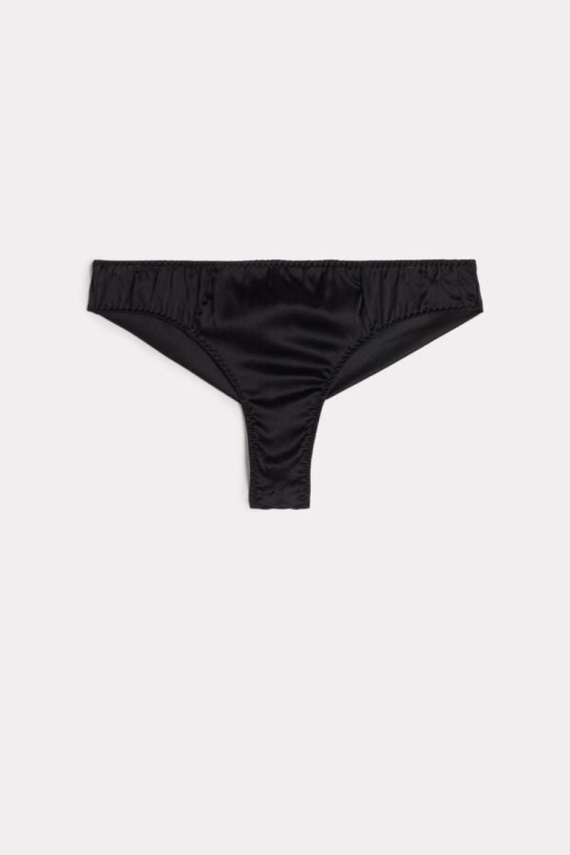 Intimissimi Silk Cheeky Briefs Crne | SN-ITMSM57415