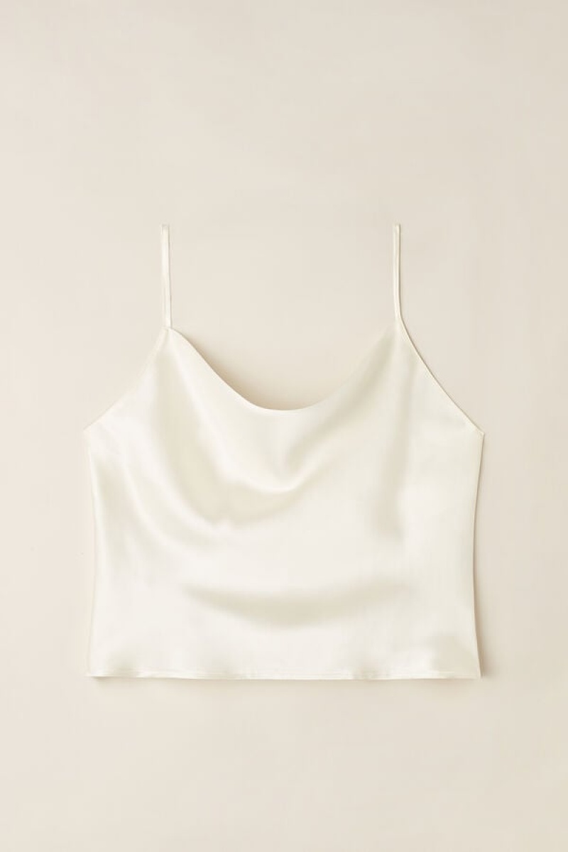 Intimissimi Silk Crop Camisole Bijele | SN-ITMSM57974