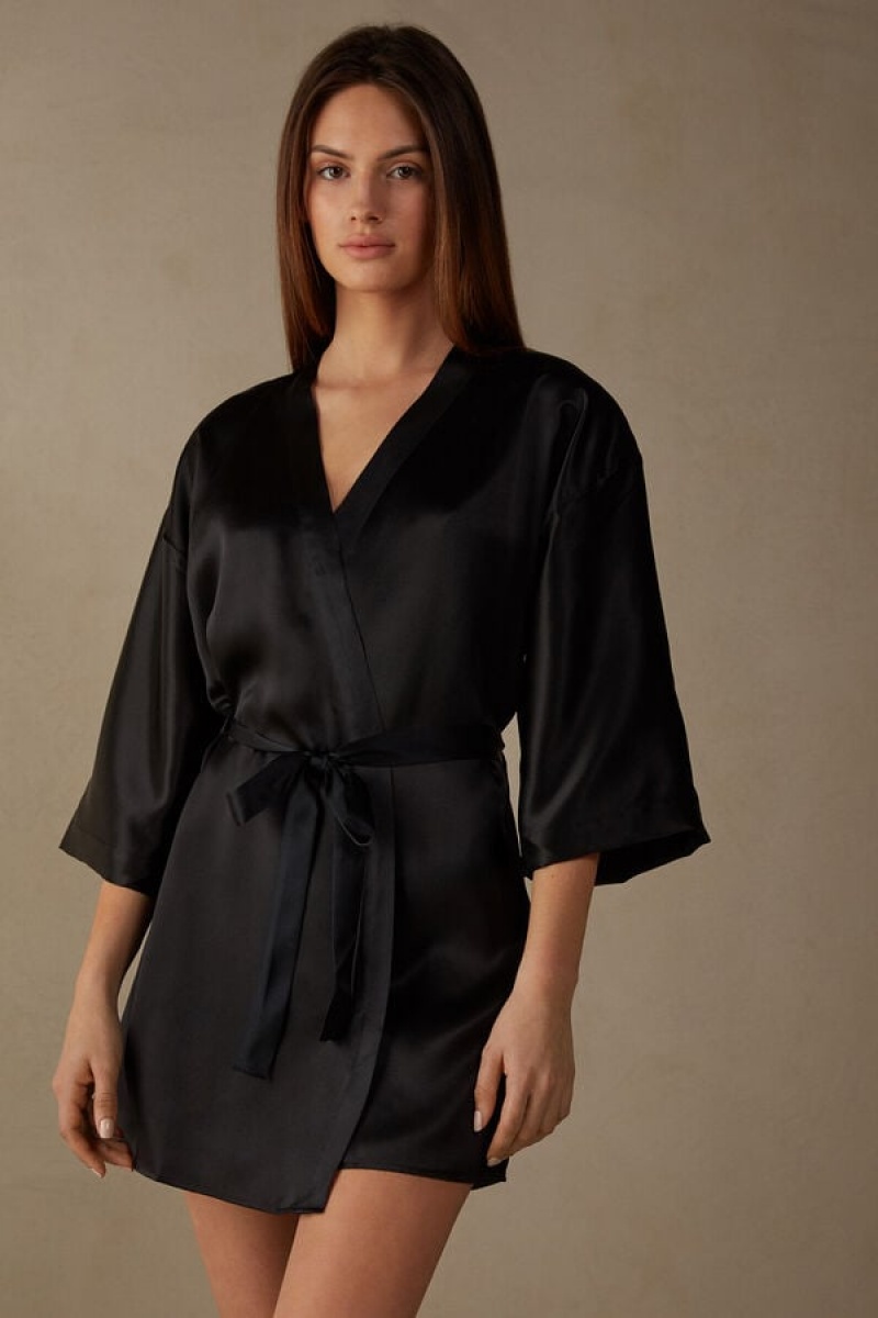 Intimissimi Silk Kimono Crne | SN-ITMSM58416