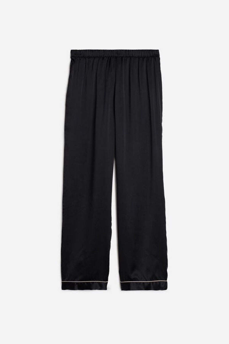 Intimissimi Silk Satin Pajama Pants Crne | SN-ITMSM58188