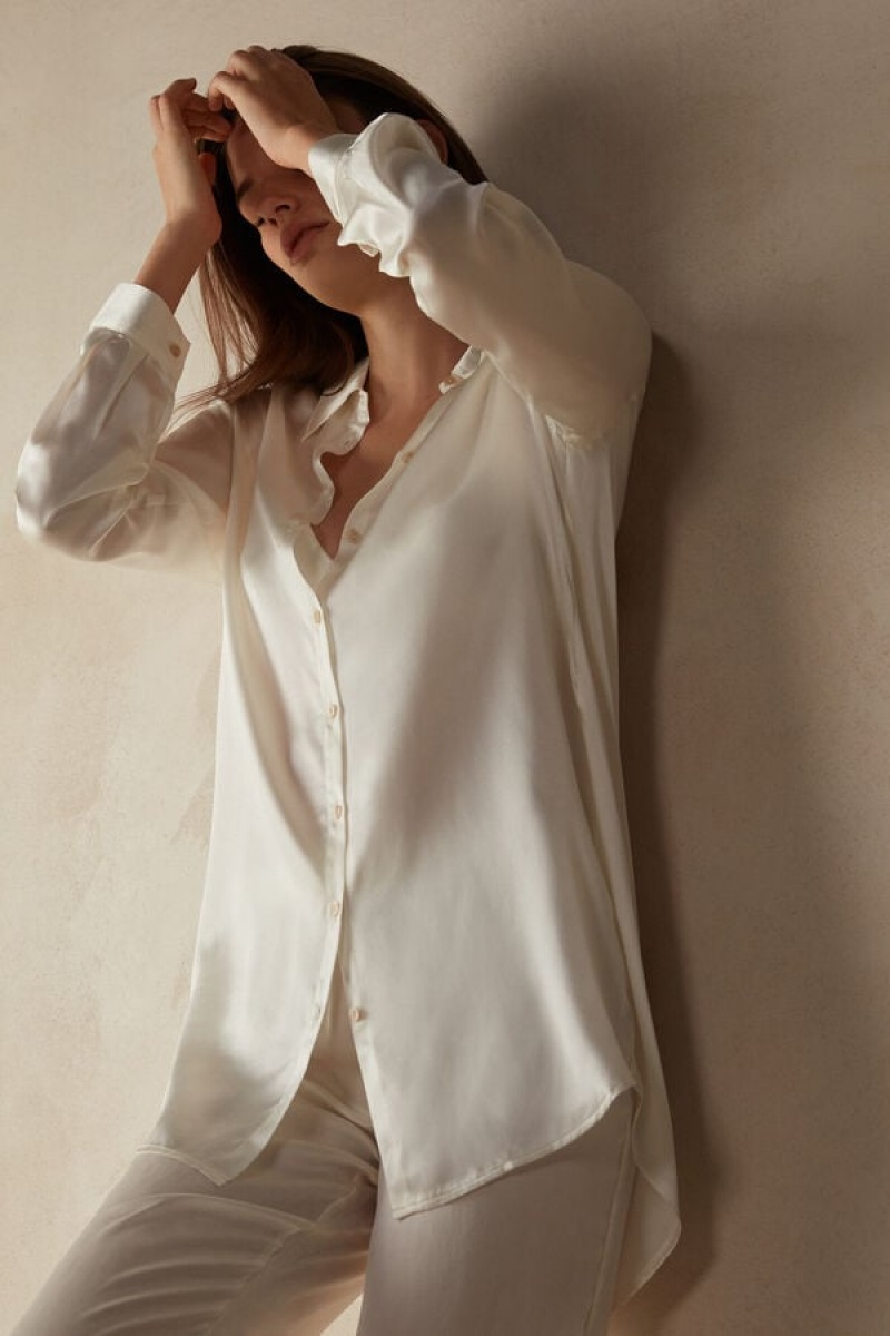 Intimissimi Silk Shirt Bijele | SN-ITMSM58057