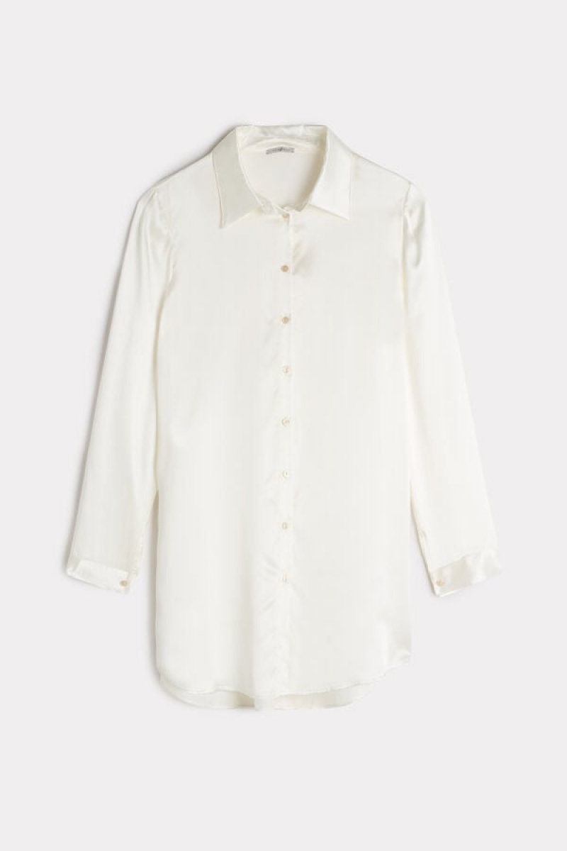 Intimissimi Silk Shirt Bijele | SN-ITMSM58057