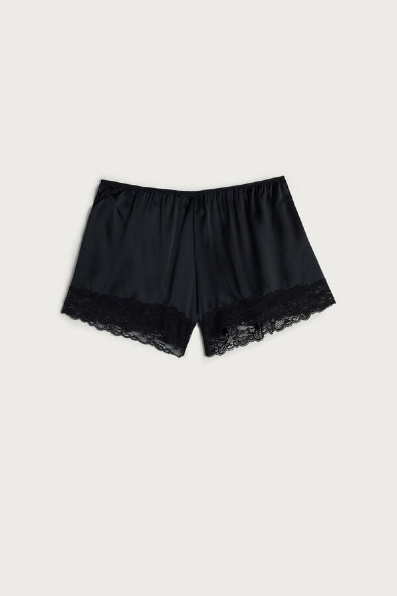 Intimissimi Silk Shorts Crne | SN-ITMSM58310