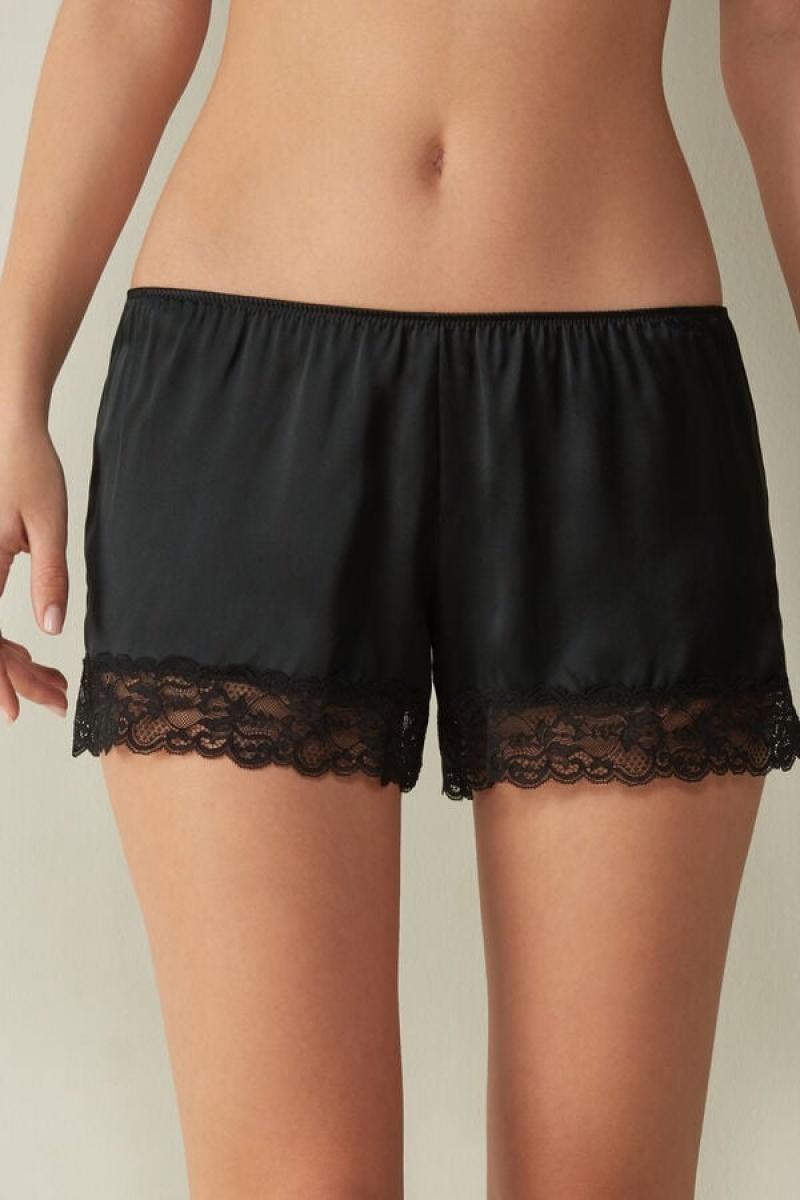 Intimissimi Silk Shorts Crne | SN-ITMSM58310