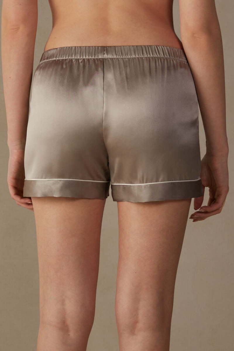 Intimissimi Silk Shorts With Contrast Trim Bež | SN-ITMSM58327