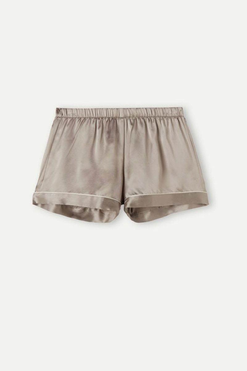 Intimissimi Silk Shorts With Contrast Trim Bež | SN-ITMSM58327