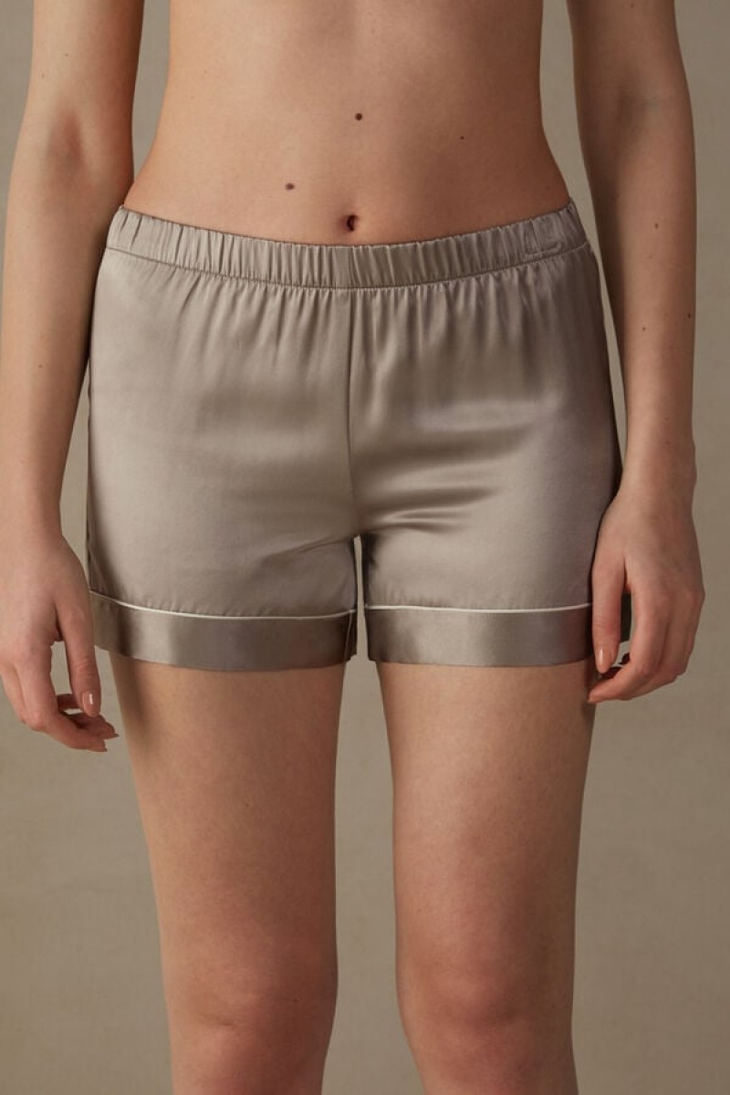 Intimissimi Silk Shorts With Contrast Trim Bež | SN-ITMSM58327