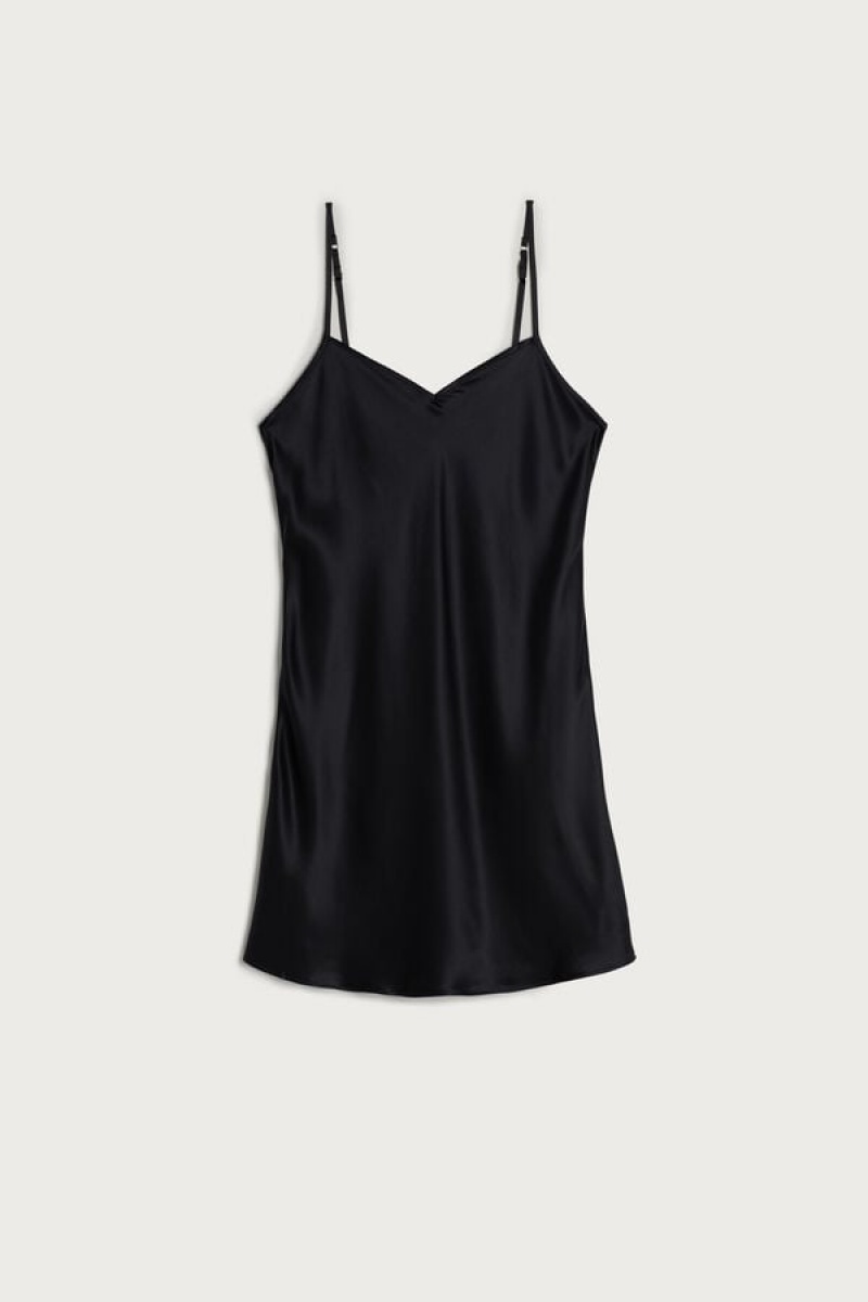 Intimissimi Silk Slip Crne | SN-ITMSM57801