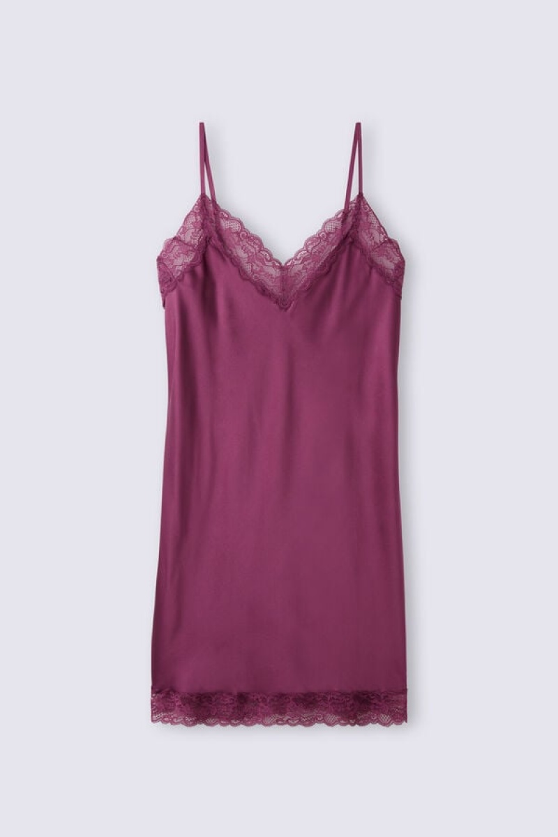 Intimissimi Silk Slip With Lace Insert Detail Ljubičaste | SN-ITMSM57827