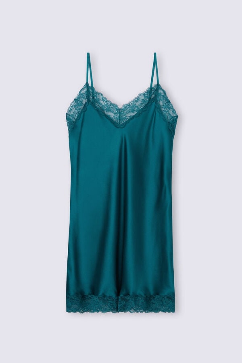 Intimissimi Silk Slip With Lace Insert Detail Plave | SN-ITMSM57828