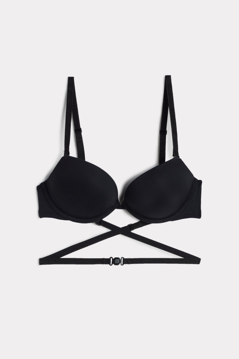 Intimissimi Silvia Multifunkcionalna Push-up Bra In Microfiber Crne | SN-ITMSM56713