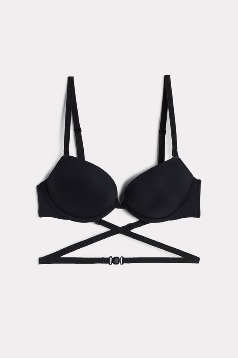 Intimissimi Silvia Multifunkcionalna Push-up Bra In Microfiber Crne | SN-ITMSM57150