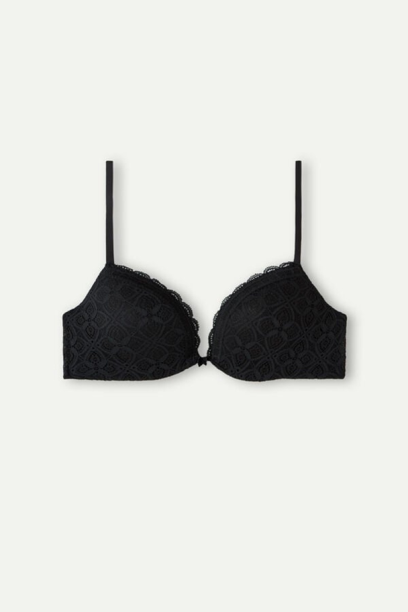 Intimissimi Silvia Push-up Bra In Lace Crne | SN-ITMSM56755