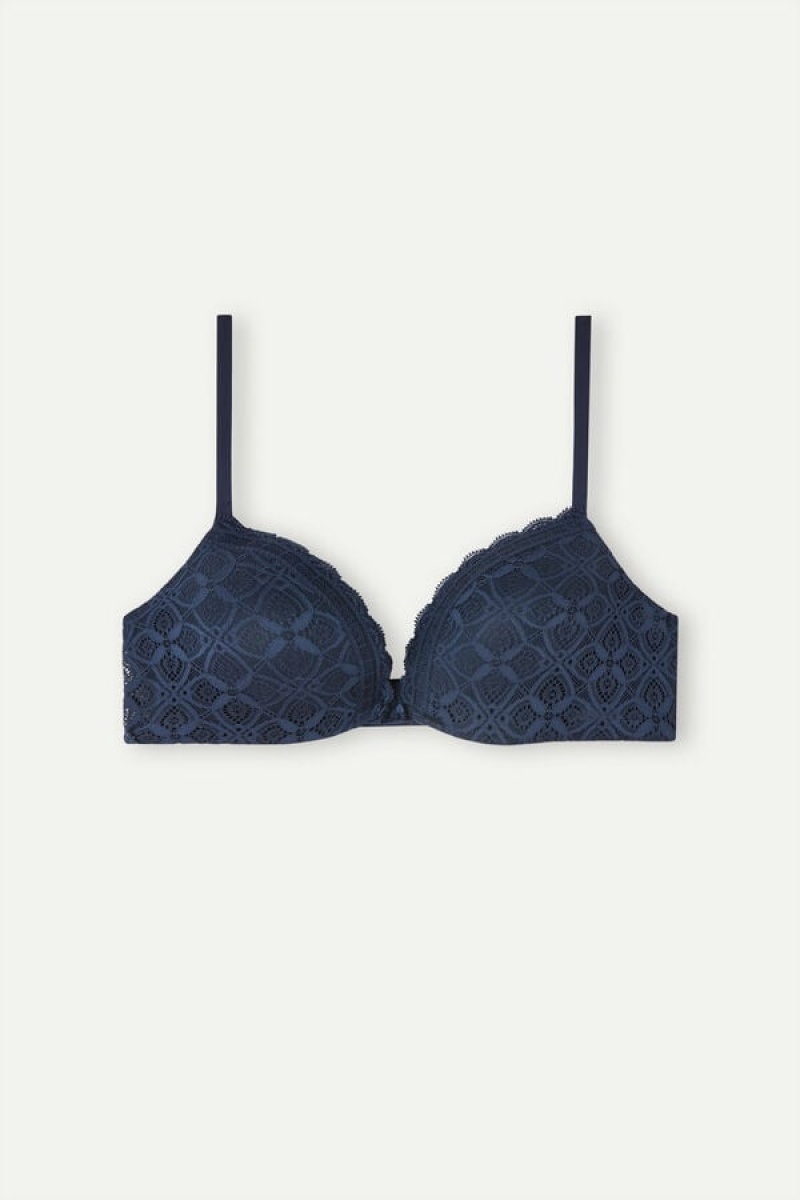 Intimissimi Silvia Push-up Bra In Lace Plave | SN-ITMSM56758