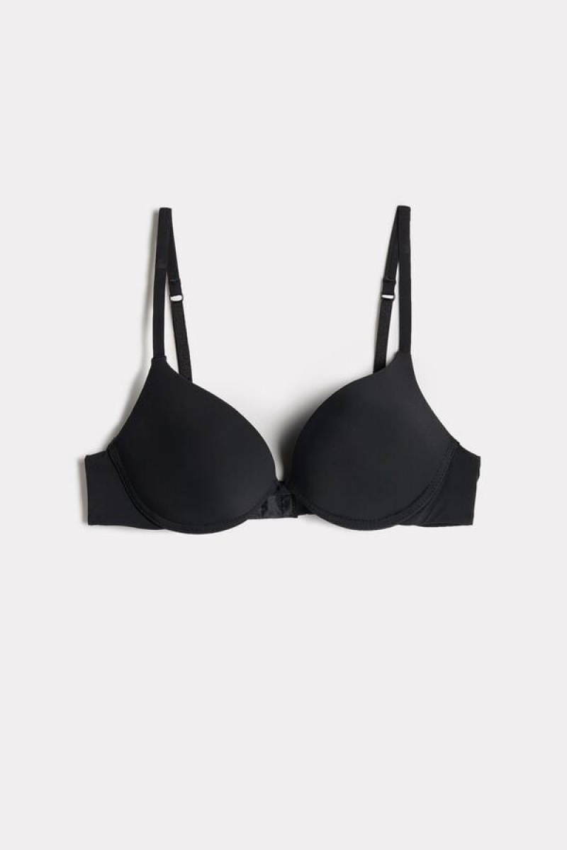 Intimissimi Simona Microfiber Super Push-up Bra Crne | SN-ITMSM57157