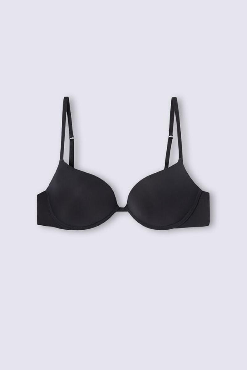 Intimissimi Simona Super Push-up Bra In Ultralight Microfiber Crne | SN-ITMSM56767