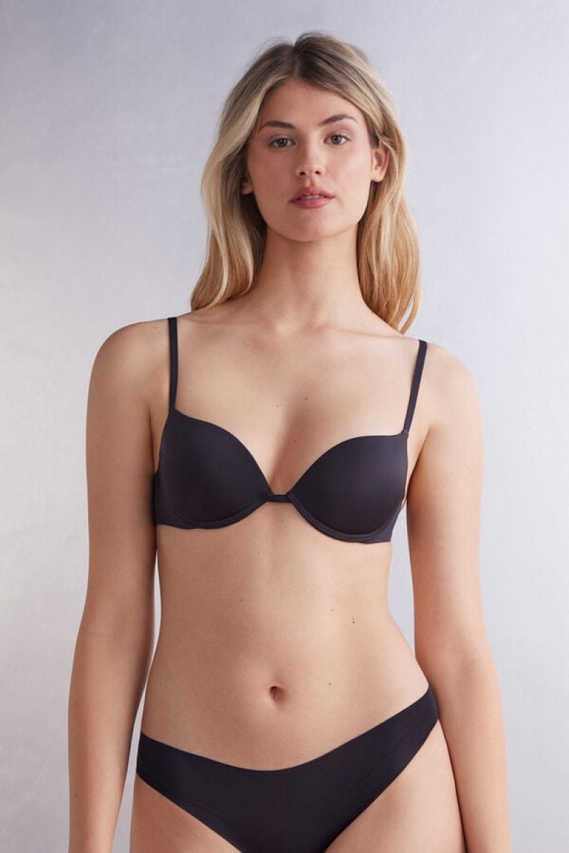 Intimissimi Simona Super Push-up Bra In Ultralight Microfiber Crne | SN-ITMSM56767