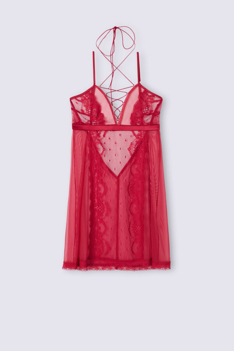 Intimissimi Sinful Fantasies Lace And Tulle Babydoll Crvene | SN-ITMSM57824