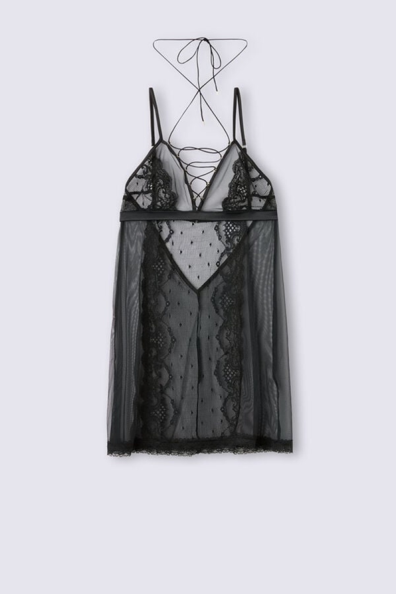 Intimissimi Sinful Fantasies Lace And Tulle Babydoll Crne | SN-ITMSM57837