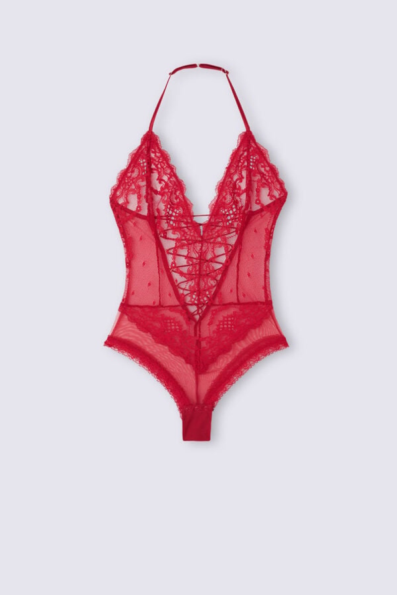 Intimissimi Sinful Fantasies Lace And Tulle Bodysuit Crvene | SN-ITMSM57871