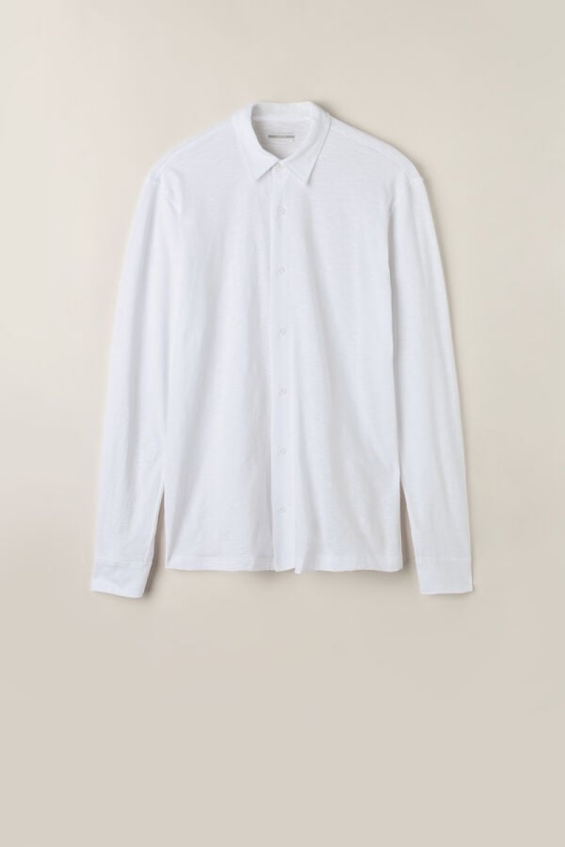 Intimissimi Slub Cotton Long Sleeve Shirt Bijele | SN-ITMSM58642