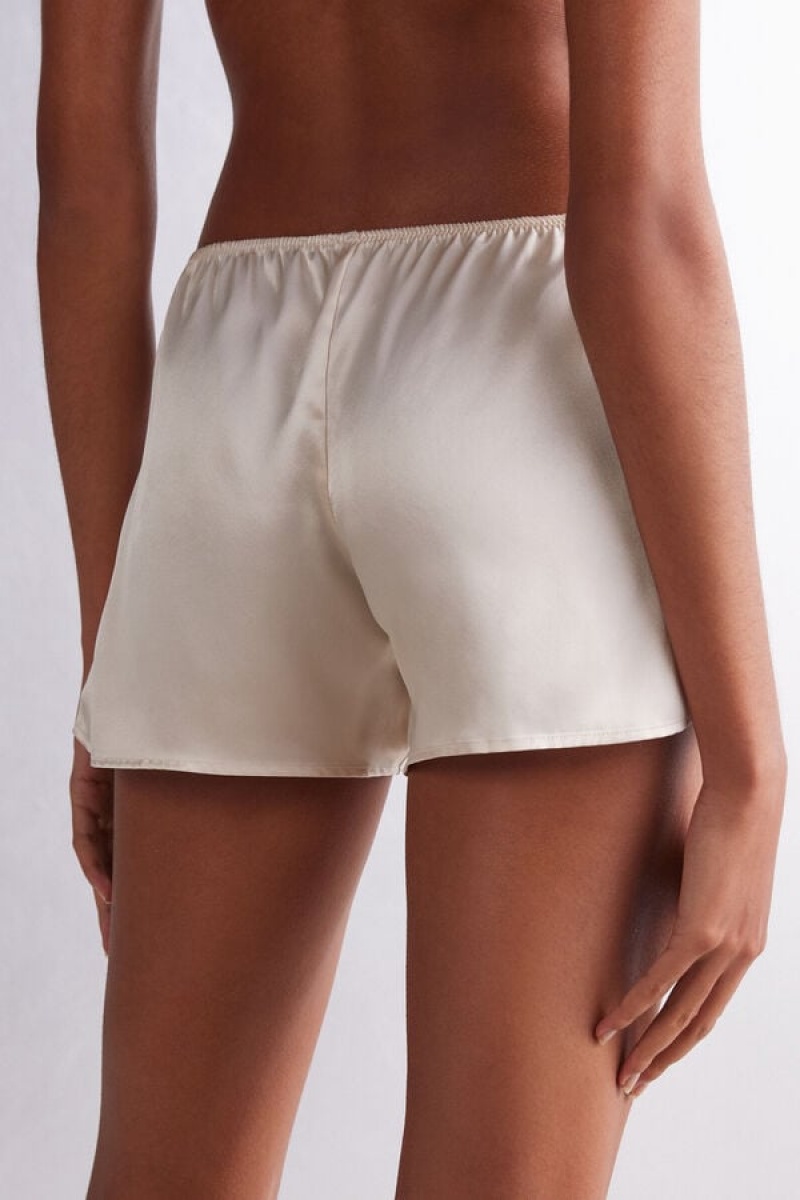 Intimissimi Smooth Silk-satin Shorts Bijele | SN-ITMSM58315