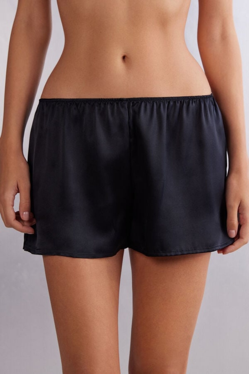 Intimissimi Smooth Silk-satin Shorts Crne | SN-ITMSM58313