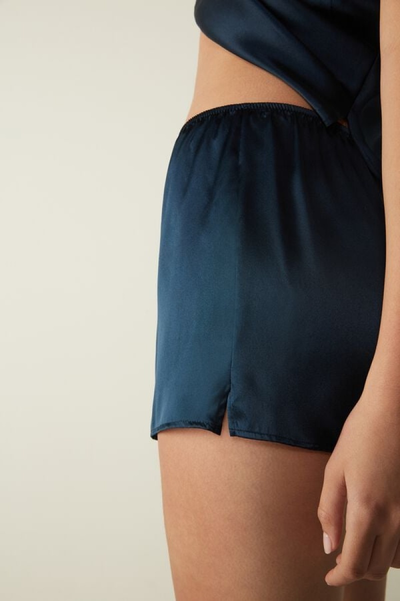 Intimissimi Smooth Silk-satin Shorts Plave | SN-ITMSM58325