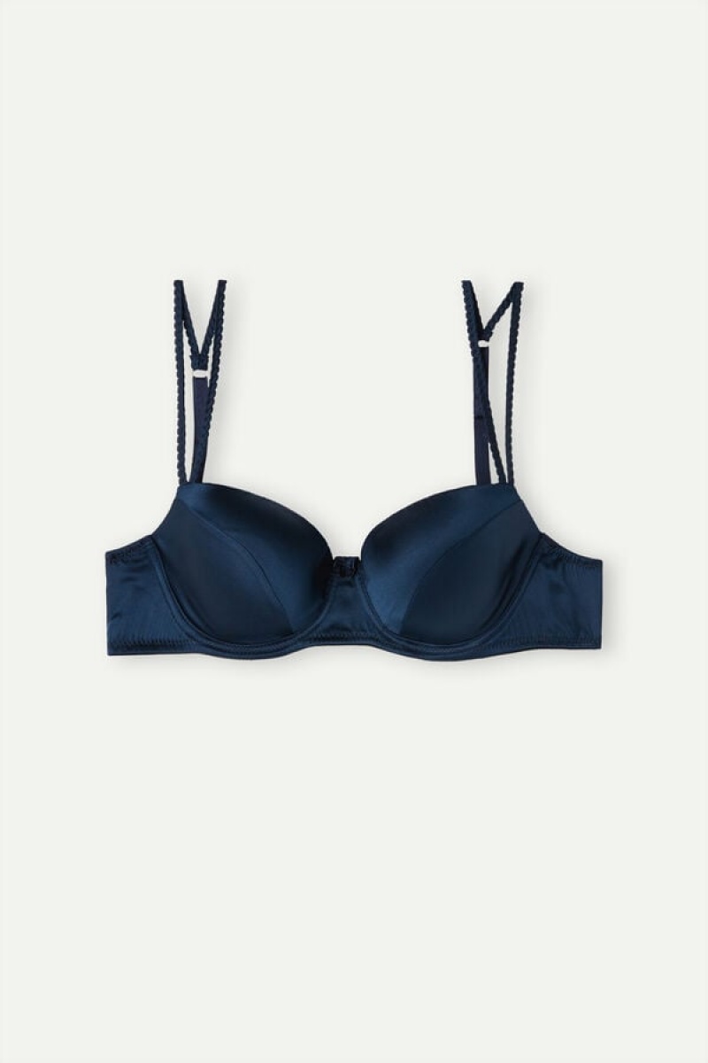 Intimissimi Sofia Balconette Bra In Silk Plave | SN-ITMSM56483